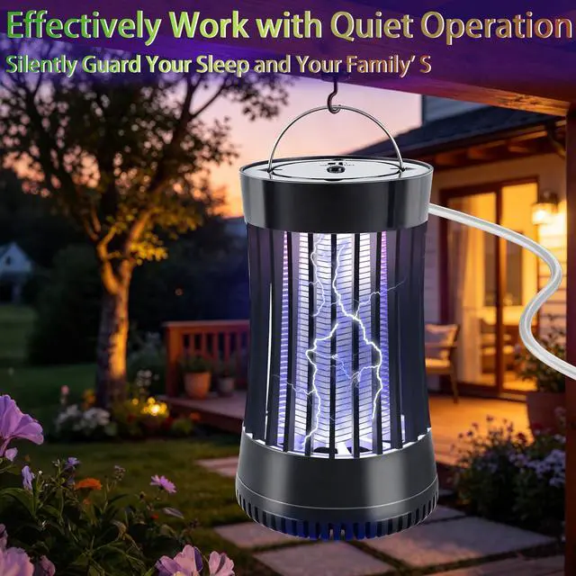 Alt view image 7 of 7 - Bug Zapper Indoor, 2 Packs Mosquito Killer with Fan, 1500V Electric Fly Trap, USB Plug-in Insect Catcher for Home, Kitchen, Bedroom, Black & White