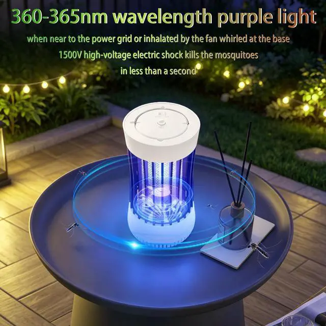 Alt view image 5 of 7 - Bug Zapper Indoor, 2 Packs Mosquito Killer with Fan, 1500V Electric Fly Trap, USB Plug-in Insect Catcher for Home, Kitchen, Bedroom, Black & White