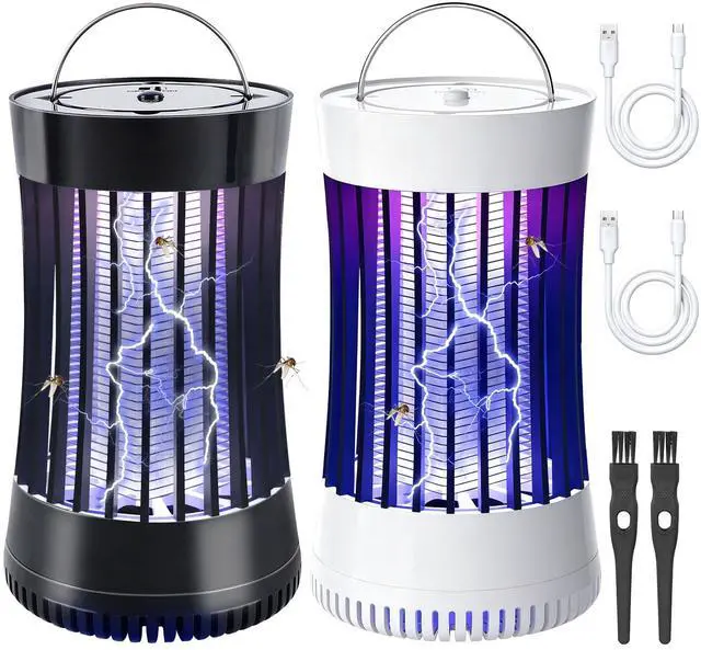 Main image of Bug Zapper Indoor, 2 Packs Mosquito Killer with Fan, 1500V Electric Fly Trap, USB Plug-in Insect Catcher for Home, Kitchen, Bedroom, Black & White