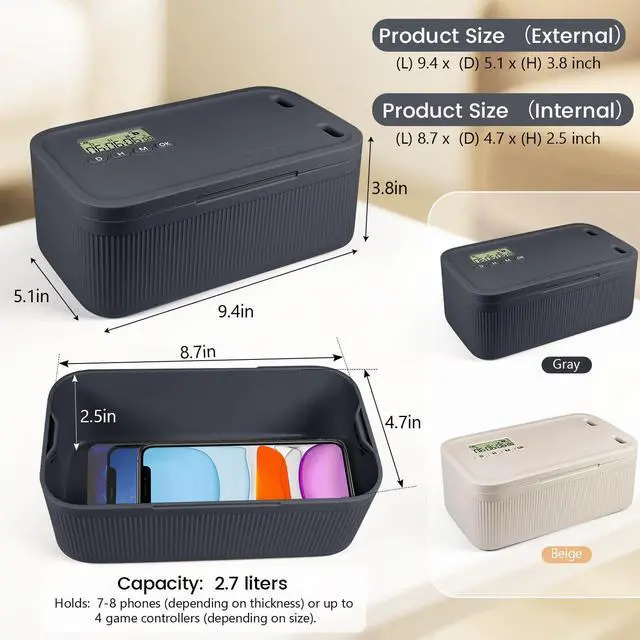 Alt view image 3 of 7 - Timed Lock Box,Phone Lock Box with Timer Unplug from Phones Snacks Video Games & Cravings,2-in-1 Quick Lock or Timer Lock Mode - 30 Days Max,Productive & Focused Phone Jail Box for Safe