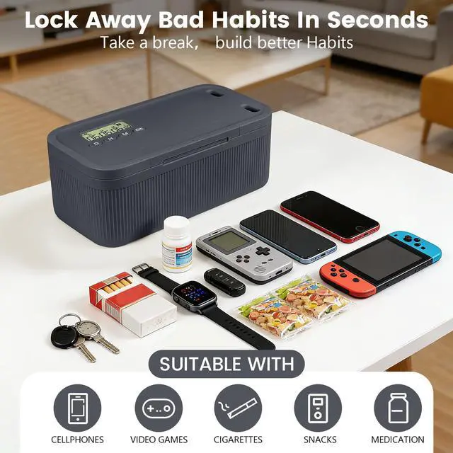 Alt view image 5 of 7 - Timed Lock Box,Phone Lock Box with Timer Unplug from Phones Snacks Video Games & Cravings,2-in-1 Quick Lock or Timer Lock Mode - 30 Days Max,Productive & Focused Phone Jail Box for Safe