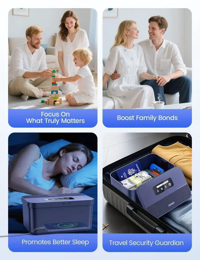 Alt view image 7 of 7 - Safe Timed Lock Box, Phone Lock Box with Timer Unplug from Phones, Video Games, Social Media, Snacks & Cravings, Self-Control Lockable Storage Box for Focus & Self-Control(Dark Blue)