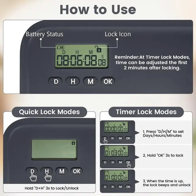 Alt view image 7 of 7 - Timed Lock Box,Phone Lock Box with Timer Unplug from Phones Snacks Video Games & Cravings,2-in-1 Quick Lock or Timer Lock Mode - 30 Days Max,Productive & Focused Phone Jail Box for Safe