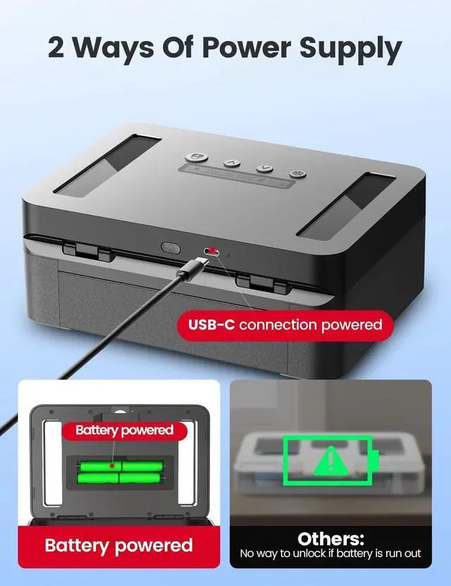 Alt view image 4 of 7 - Metal Time Lock Box, Phone Lock Box with Timer, Timed Locking Safe, Self-Control Container with USB C Charge,Child Lock, Audio Prompt, Time Release Storage Locker for Phone/Medicine