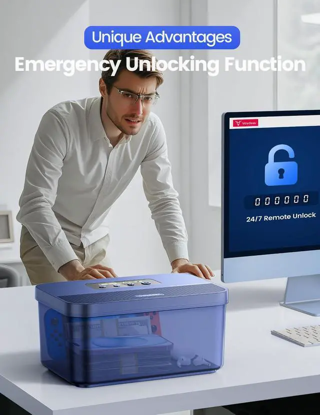 Alt view image 6 of 7 - Safe Timed Lock Box, Phone Lock Box with Timer Unplug from Phones, Video Games, Social Media, Snacks & Cravings, Self-Control Lockable Storage Box for Focus & Self-Control(Dark Blue)