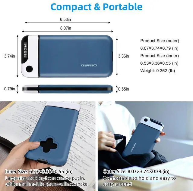 Alt view image 4 of 6 - Phone Lock Box with Timer,Cell Phone Lock Box,USB Charging Type,Long-Term Continuous Use,Time Can Be Freely Set,Easy to Carry,Excessive Games,Mobile Phone Addiction
