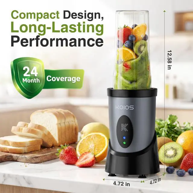 Alt view image 4 of 7 - Smoothie Blender for Kitchen, 900W Personal Blender for Smoothies Shakes 14pcs with 3 Portable Cups 22oz + 17oz, Single Serve Smoothies Maker Mixer for Juices Frozen Drinks, Grey Blue