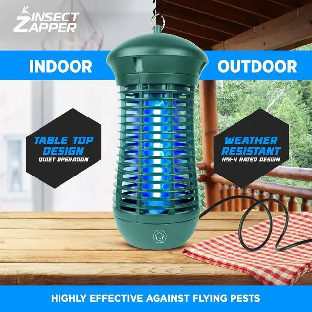 Alt view image 3 of 6 - Green Bug Zapper Indoor Outdoor - 4000V High Powered Electric Mosquito Zapper Home Patio, 1,500 Sq Ft Range Fly Trap,18W UVA Bulb Mosquito Killer Lamp Insect Bug Light