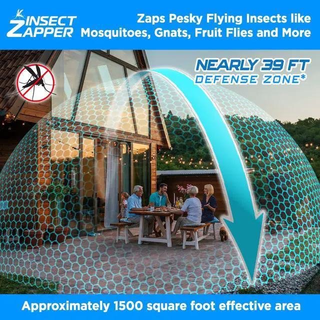 Alt view image 4 of 6 - Green Bug Zapper Indoor Outdoor - 4000V High Powered Electric Mosquito Zapper Home Patio, 1,500 Sq Ft Range Fly Trap,18W UVA Bulb Mosquito Killer Lamp Insect Bug Light