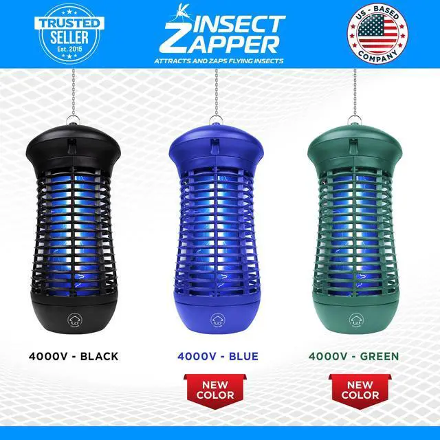 Alt view image 6 of 6 - Green Bug Zapper Indoor Outdoor - 4000V High Powered Electric Mosquito Zapper Home Patio, 1,500 Sq Ft Range Fly Trap,18W UVA Bulb Mosquito Killer Lamp Insect Bug Light