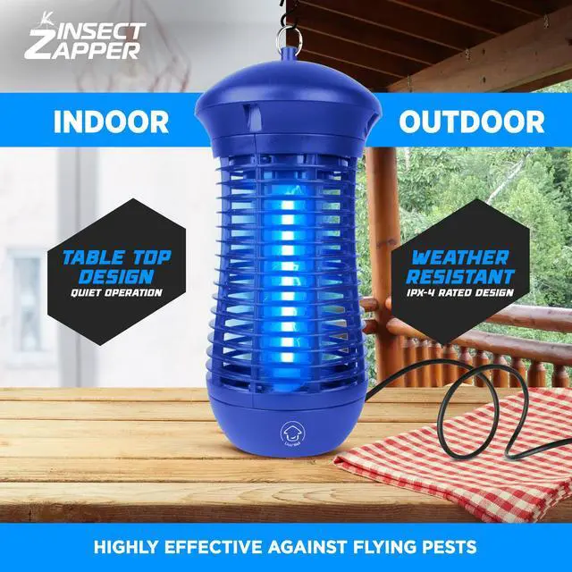 Alt view image 3 of 6 - Blue Bug Zapper Indoor Outdoor - 4000V High Powered Electric Mosquito Zapper Home Patio, 1,500 Sq Ft Range Fly Trap,18W UVA Bulb Mosquito Killer Lamp Insect Bug Light