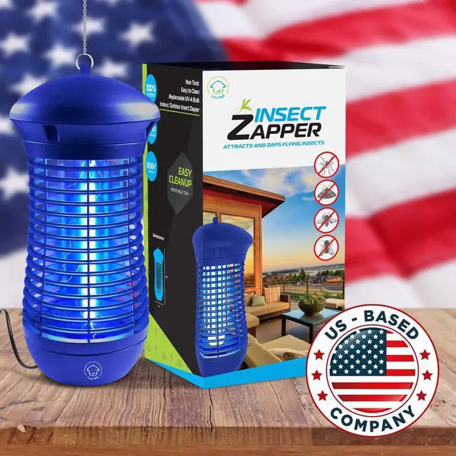 Alt view image 4 of 6 - Blue Bug Zapper Indoor Outdoor - 4000V High Powered Electric Mosquito Zapper Home Patio, 1,500 Sq Ft Range Fly Trap,18W UVA Bulb Mosquito Killer Lamp Insect Bug Light