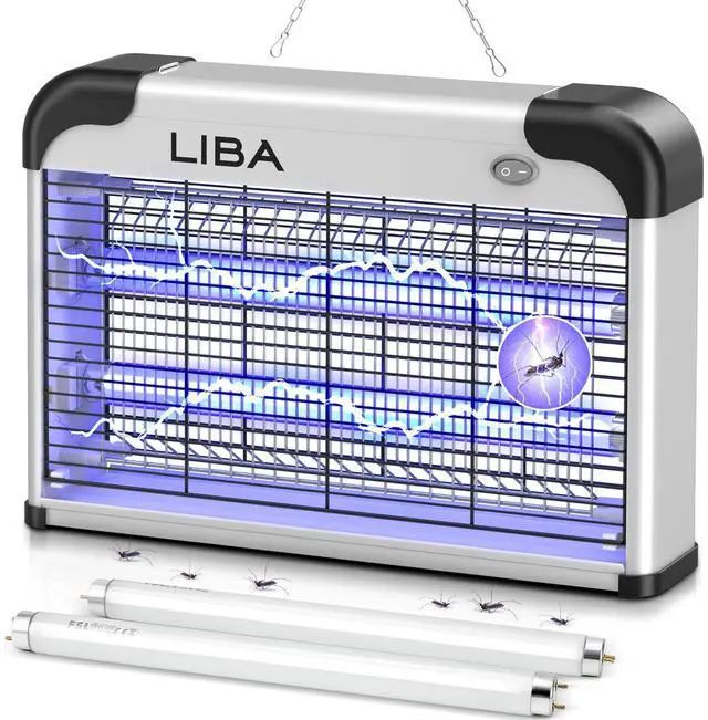 Main image of Electric Bug Zapper, Indoor Insect Killer - (2) Extra Replacement Bulbs - Fly, Mosquito Killer and Repellent - Lightweight, Powerful 2800V Grid, Easy-to-Clean, with a Removable Washable Tray.