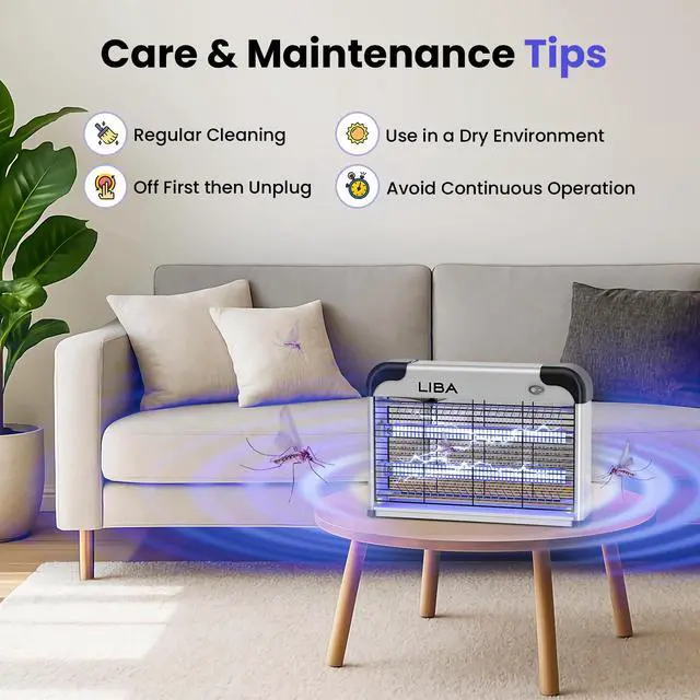 Alt view image 7 of 7 - Electric Bug Zapper, Indoor Insect Killer - (2) Extra Replacement Bulbs - Fly, Mosquito Killer and Repellent - Lightweight, Powerful 2800V Grid, Easy-to-Clean, with a Removable Washable Tray.
