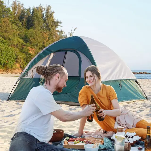 Alt view image 7 of 7 - Camping Tent 2 Person, Waterproof Windproof Tent with Rainfly Easy Set up-Portable Dome Tents for Camping