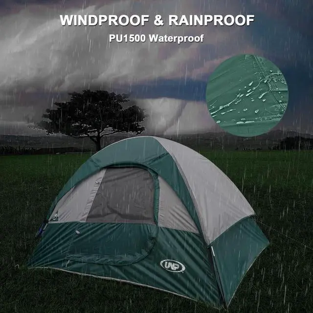Alt view image 3 of 7 - Camping Tent 2 Person, Waterproof Windproof Tent with Rainfly Easy Set up-Portable Dome Tents for Camping