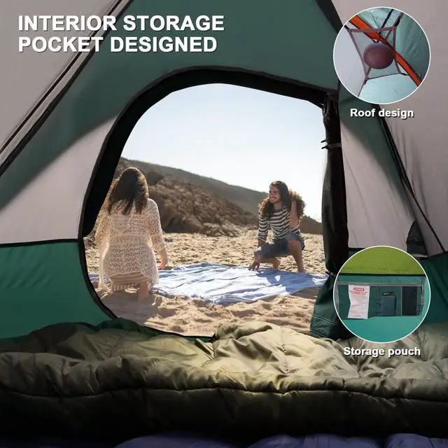 Alt view image 6 of 7 - Camping Tent 2 Person, Waterproof Windproof Tent with Rainfly Easy Set up-Portable Dome Tents for Camping