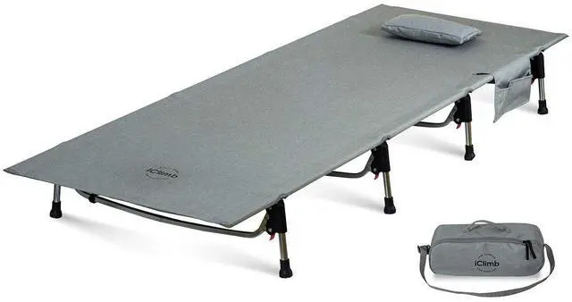 Main image of Super Easy Assemble Folding Cot Ultralight Compact Heavy Duty with Carry Bag for Adults Camping Backpacking (Grey)