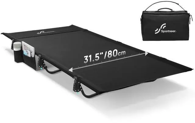 Main image of Camping Cot: 31.5 Extra Wide Compact Sleeping Cots with Side Pocket - Lightweight Folding Cot for Camping Traveling Tent Day, Carry Bag Included, Easy Setup - Size 74.8''x31.5''x7''