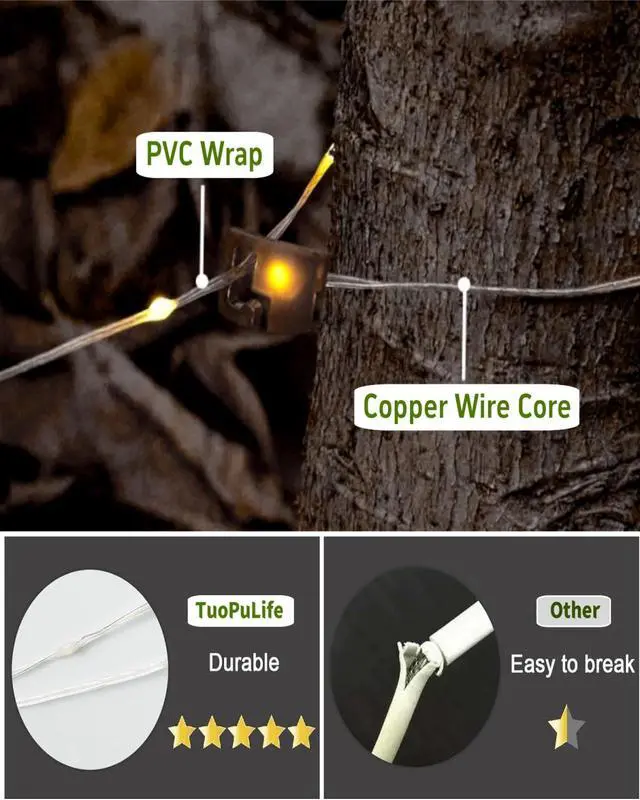 Alt view image 7 of 7 - Solar Camping String Lights, 39.4 FT Fairy String Light, 4 in 1 Portable Waterproof Camp LED Lamp with 8 Lighting Modes, Hanging Rechargeable Tent Lantern for Outdoor Garden Patio Party Essentials