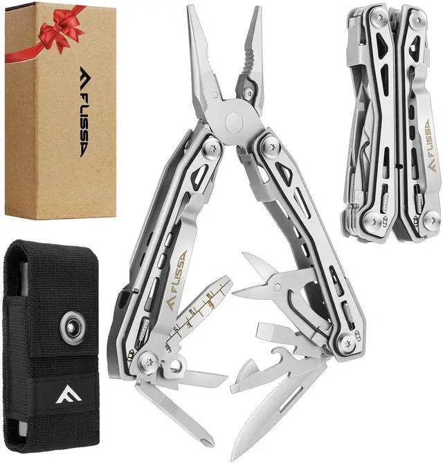 Main image of 16-in-1 Stainless Steel Multi Tool, Gifts for Men Dad, EDC Multitool with Pocket Knife, Pliers, Belt Clip and Oxford Sheath, Self-locking Utility Multi-Tool for Camping Survival Outdoor