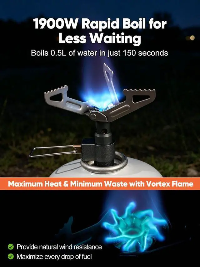 Alt view image 4 of 7 - Titanium Camping Cookware 750ML Titanium Pot with Camping Stove and Spork Portable Pot for Backpacking, Hiking, Traveling and Picnic