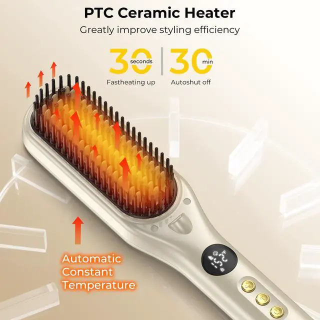 Alt view image 6 of 7 - Steam Hair Straightener Brush for Women - 3 in 1 Ionic Hair Straightening, Steam Reduces Damage, Nourishes Hair, Anti-Frizz Expedites Straightening and Fast Salon Results, Travel Dual Voltage