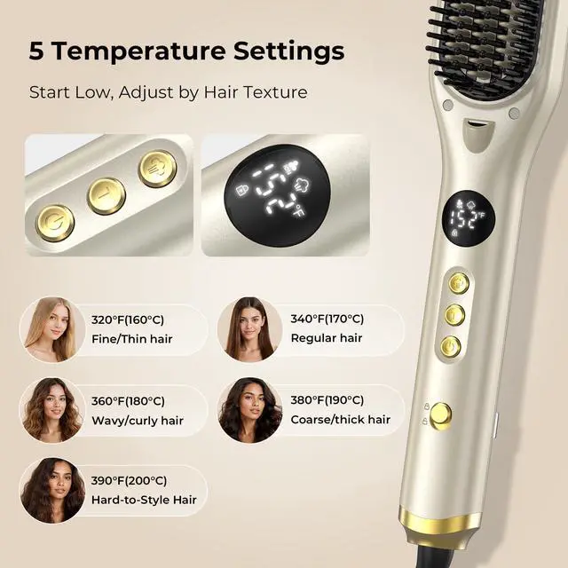 Alt view image 5 of 7 - Steam Hair Straightener Brush for Women - 3 in 1 Ionic Hair Straightening, Steam Reduces Damage, Nourishes Hair, Anti-Frizz Expedites Straightening and Fast Salon Results, Travel Dual Voltage