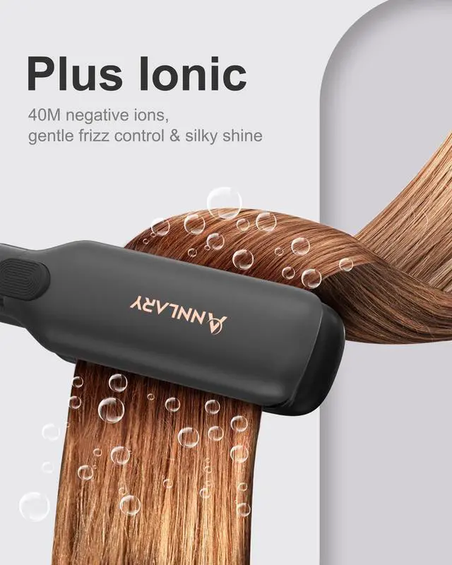 Alt view image 3 of 7 - Hair Straightener, 1.75 Inch Flat Iron with Infrared and Ionic Technology, Titanium Plate with Ceramic Coating Dual Voltage Straightener with Heat-Resistant Silicone for All Hair Types