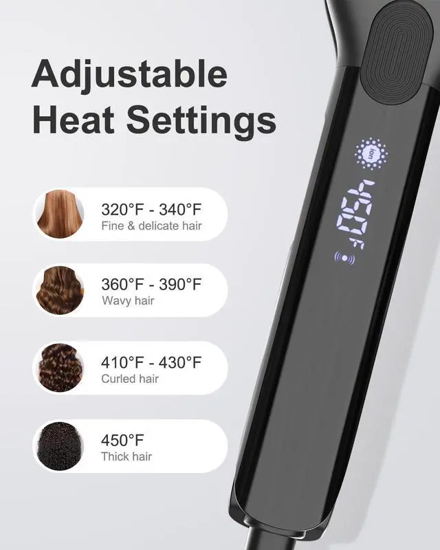 Alt view image 6 of 7 - Hair Straightener, 1.75 Inch Flat Iron with Infrared and Ionic Technology, Titanium Plate with Ceramic Coating Dual Voltage Straightener with Heat-Resistant Silicone for All Hair Types