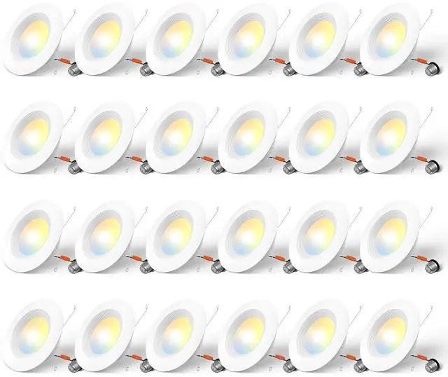 Main image of 24 Pack 5/6 inch 5CCT LED Recessed Lighting, Dimmable, 12.5W=100W, 950LM, 2700K/3000K/4000K/5000K/6000K Selectable, Retrofit Can Lights with Baffle Trim, IC Rated - ETL & FCC, White
