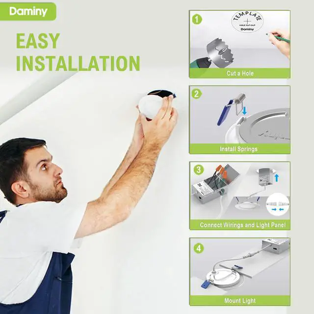 Alt view image 7 of 7 - 12 Pack 6 Inch LED Recessed Lighting with Junction Box,5CCT,Ultra-Thin Recessed Light,10W 1100LM, Dimmable Canless Wafer Ceiling Light, High Brightness