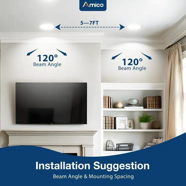 Alt view image 4 of 7 - 4 Pack 6 Inch 5CCT Ultra-Thin LED Recessed Ceiling Light with Junction Box, 2700K/3000K/3500K/4000K/5000K Selectable, 12W Eqv 110W 1050LM Brightness Dimmable Canless Wafer Downlight, ETL & FCC
