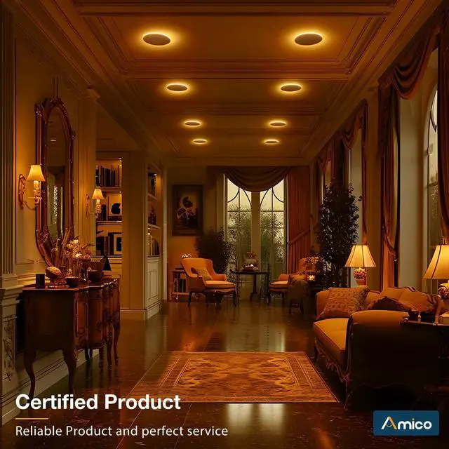 Alt view image 7 of 7 - 6 Pack 6 Inch 5CCT LED Recessed Ceiling Light with Night Light, 2700K/3000K/3500K/4000K/5000K Selectable Ultra-Thin Recessed Lighting, 12W=110W, 1100LM, Dimmable Canless Wafer Downlight ETL&FCC