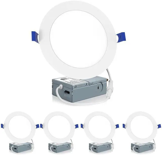 Main image of 4 Pack 6 Inch LED Recessed Ceiling Light, 2700K/3000K/3500K/4000K/5000K Selectable, Dimmable 12W=110W, 1050LM, IC Rated Can-Killer Downlights with Junction Box, ETL and Energy Star Listed