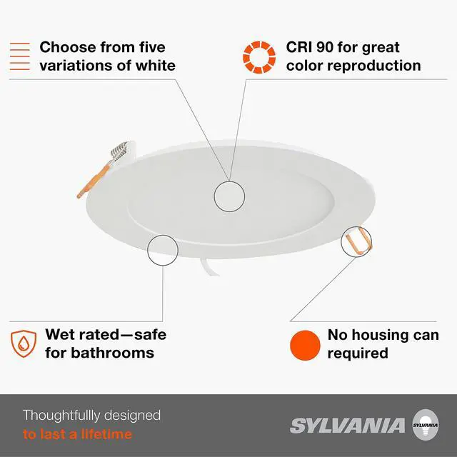 Alt view image 3 of 7 - LED 6" Slim Microdisk Recessed Downlight Junction Box, 16W, CCT 5 Color Selectable, 2700K/3000K/3500K/4000K/5000K, 1200 Lumens, Dimmable - 4 Pack (61406)