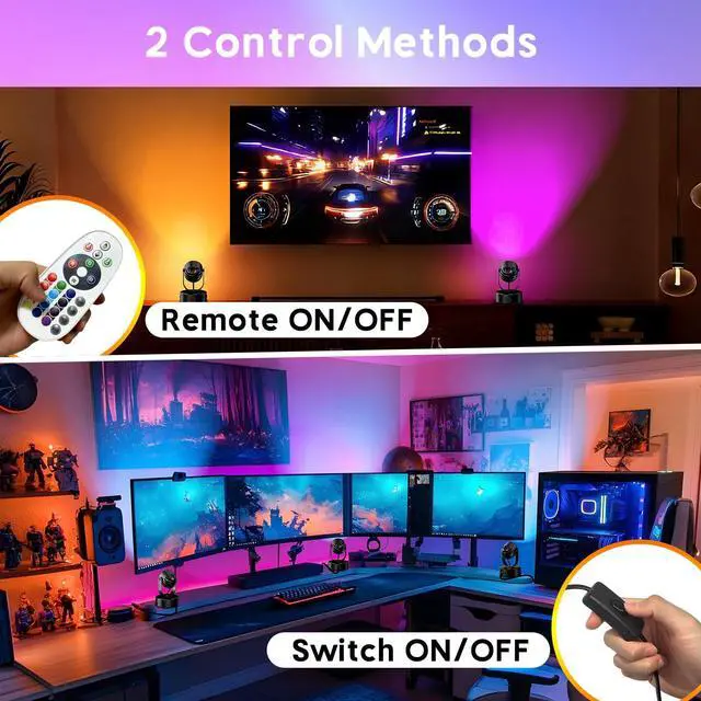Alt view image 5 of 7 - 7W RGBW Uplights Indoor, Spotlights Indoor Christmas LED Color Changing Uplights Indoor with Remote Dimmable Function Memory Feature LED Ambient Lighting for Party,Bar,Esports Room,2 Pack