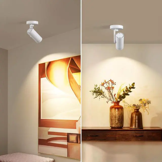 Alt view image 7 of 7 - 12W LED Dimmable Zoomable Ceiling Spotlight Indoor Adjustable Wall Surface Mount Accent Light for Home Corridor, Picture, Plants & Painting | Warm White 3000K CRI 97, Flicker-Free, White