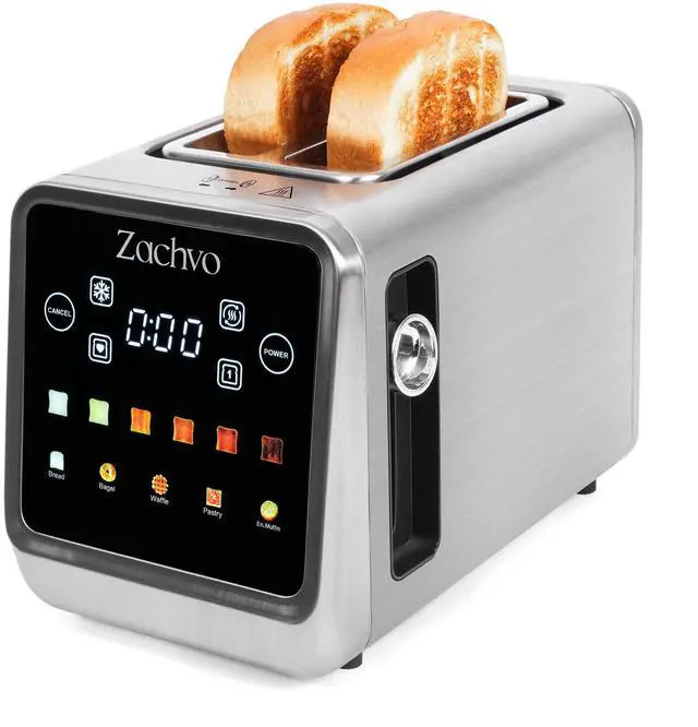 Main image of 2 Slice Toaster with Smart Touchscreen & Digital Countdown Timer, 1.5" Wide Slot Toaster for Bagels & Bread, 6 Shade Settings, Memory, Defrost & Reheat, Slim Stainless Steel Design for Kitchen