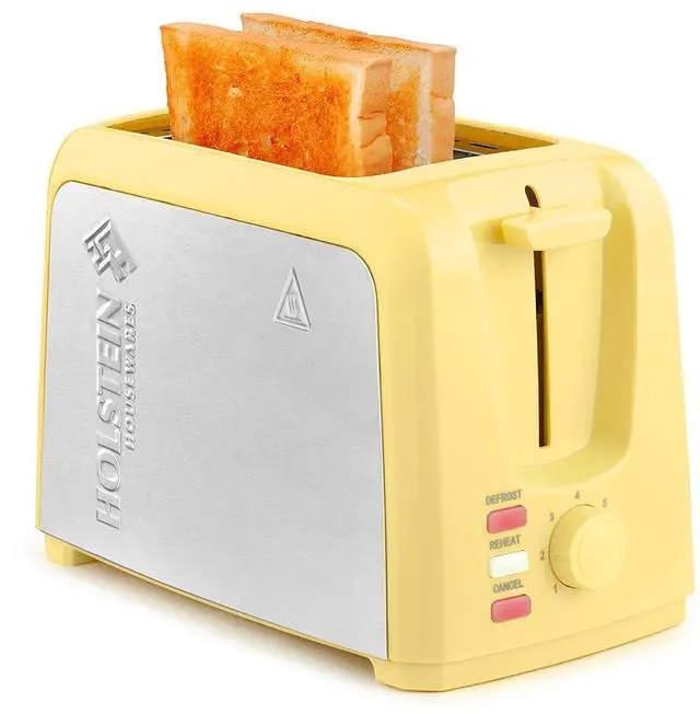 Main image of 2-Slice Toaster with 7 Browning Settings, Extra-Wide Slots, Reheat, Defrost, Cancel, High-Lift Release, Removable Crumb Tray Compact Stainless Steel, Yellow