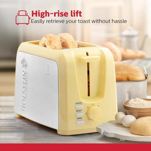 Alt view image 3 of 7 - 2-Slice Toaster with 7 Browning Settings, Extra-Wide Slots, Reheat, Defrost, Cancel, High-Lift Release, Removable Crumb Tray Compact Stainless Steel, Yellow