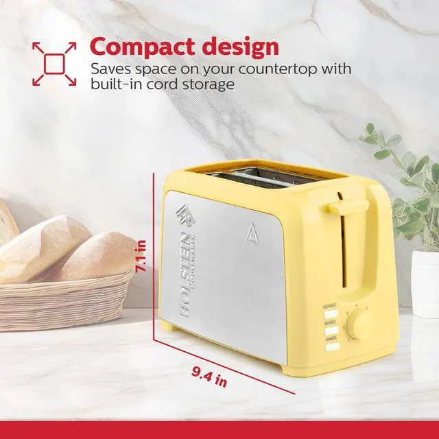 Alt view image 4 of 7 - 2-Slice Toaster with 7 Browning Settings, Extra-Wide Slots, Reheat, Defrost, Cancel, High-Lift Release, Removable Crumb Tray Compact Stainless Steel, Yellow
