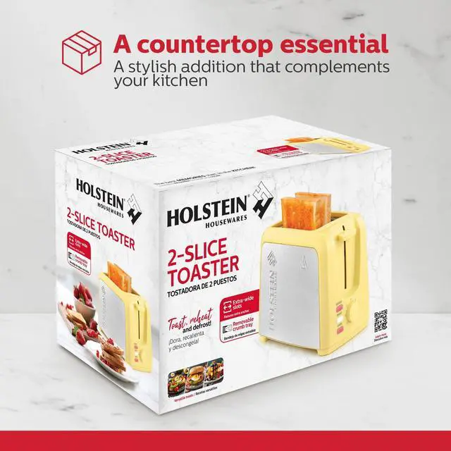 Alt view image 6 of 7 - 2-Slice Toaster with 7 Browning Settings, Extra-Wide Slots, Reheat, Defrost, Cancel, High-Lift Release, Removable Crumb Tray Compact Stainless Steel, Yellow