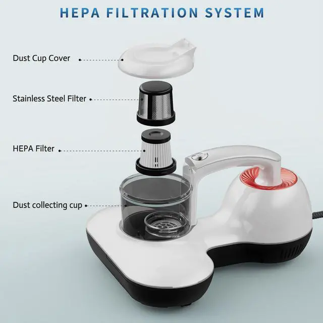 Alt view image 2 of 7 - Mattress Vacuum Cleaner, Handheld UV Bed Vacuum Cleaner 16KPa & 12800 Vibrations Per/Min Upgraded Effectively Clean Up Bed, Pillows, Cloth Sofas, Carpets and Ther Fabric Surfaces