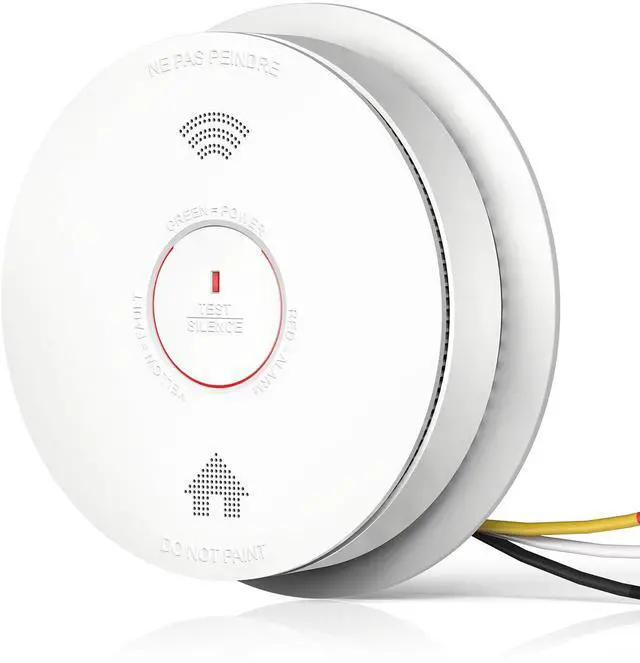 Main image of Hardwired Interconnected Smoke Detector Carbon Monoxide Detector Combo with 2 AA Batteries Back Up, 2 in 1 Smoke and CO Detector with Voice Alert, Smoke and CO Alarm with Self-Check, 1 Pack