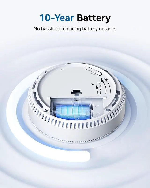Alt view image 3 of 6 - Hardwired Smoke Detector Carbon Monoxide Detector 10 Year Battery, Meets UL217-9th Standards, Interconnected Smoke and Carbon Monoxide Detector Combo with Bilingual Voice Alerts,1 Pack