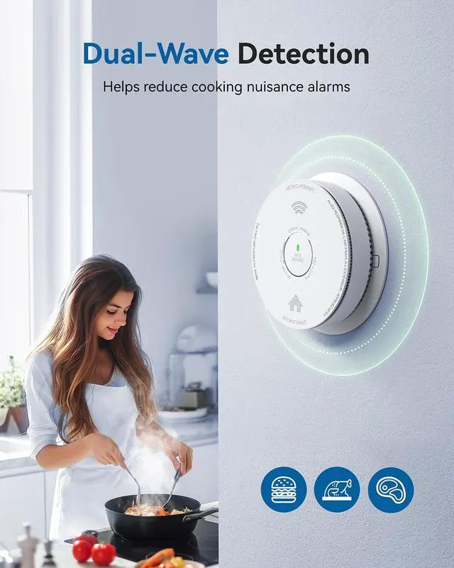 Alt view image 4 of 6 - Hardwired Smoke Detector Carbon Monoxide Detector 10 Year Battery, Meets UL217-9th Standards, Interconnected Smoke and Carbon Monoxide Detector Combo with Bilingual Voice Alerts,1 Pack
