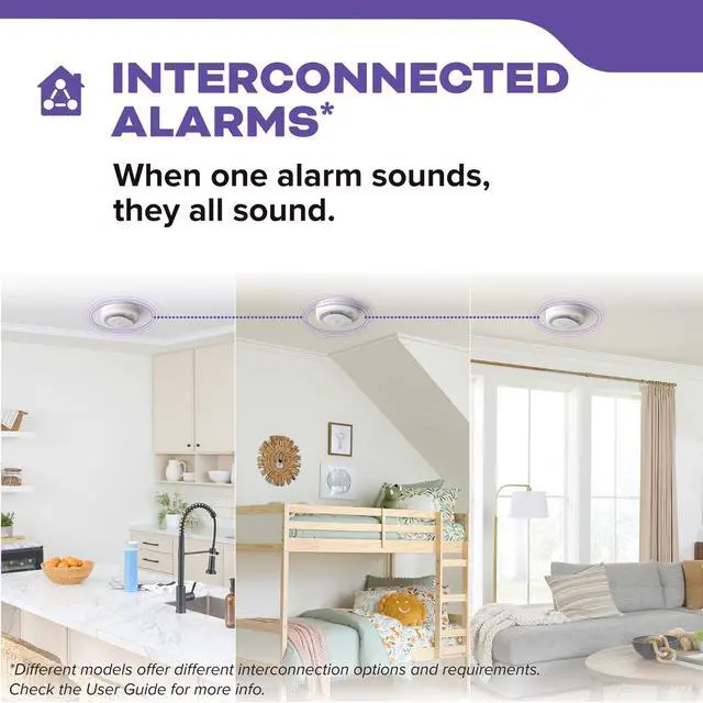 Alt view image 6 of 7 - Smoke and Carbon Monoxide Detector, Hardwired with 10-Year Battery Backup, LED Status Lights, Interconnected, 85 dB Alarm, 5 inches, 30CUA10, 1 Pack