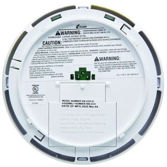 Alt view image 2 of 6 - Hardwired Carbon Monoxide Detector with 9-Volt Battery Backup, Digital LED Display 5.75 diameter x 1.8 depth