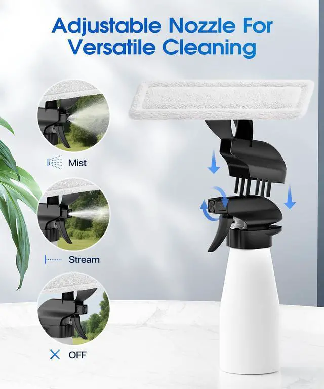 Alt view image 4 of 7 - Window Vacuum Squeegee Cordless, 3-in-1 Electric Window Cleaner Tool with Spray & Microfiber Pad, Streak-Free 2200Pa Suction for Glass, Shower Doors, Mirrors, Tiles and Car Windows